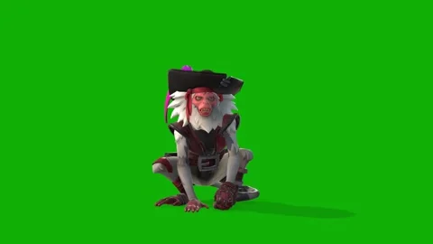 Pet Monkey Angry View From Front 3D Model Rendering Animation on Green Screen Stock Footage 308218253
