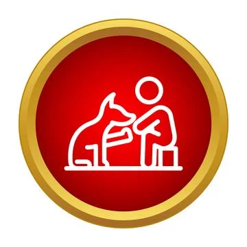 Pet owner interacting with a dog, obedience training concept Stock Illustration