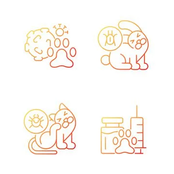 Pet parasites gradient linear vector icons set Illustrazione stock