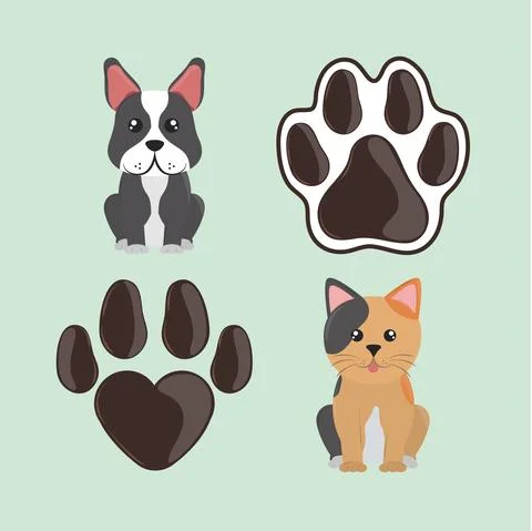 Pet paw animals Stock Illustration