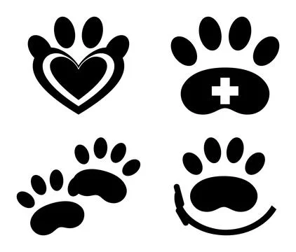 Pet Paw Print Element, Animal Care Vector Collection Stock Illustration