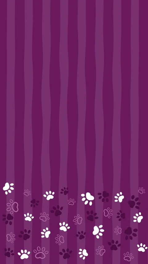 Pet paw print frame with blank space for text. Purple silhouette track of paw Stock Footage 311875487