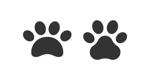 Pet paw print vector icon. Dog or cat foot black paw animal isolated イラスト素材