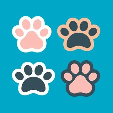 Pet paw print vector icon. Dog or cat foot black paw animal isolated Stock Illustration