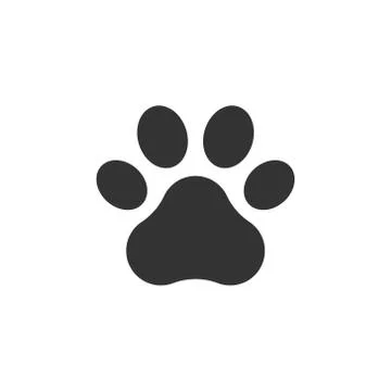 Pet paw print vector icon. Dog or cat foot black paw animal isolated Stockillustratie