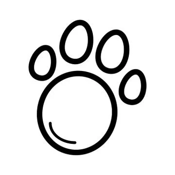 Pet paw simple vector icon. Black and white illustration of animal paw. Outline Stock Illustration