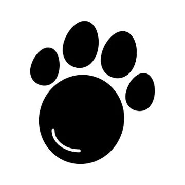 Pet paw simple vector icon. Black and white illustration of animal paw. Solid Stock Illustration