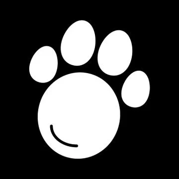 Pet paw simple vector icon. Black and white illustration of animal paw. Solid Stock Illustration