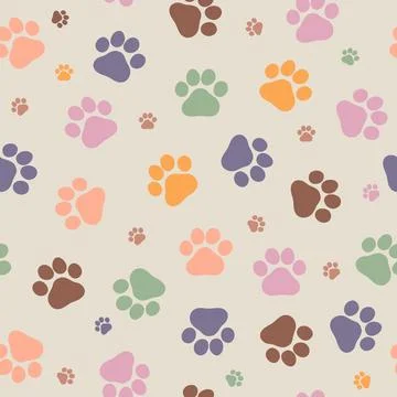 Pet paws background. Seamless pattern. Vector illustration Stock Illustration
