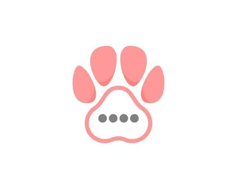 Pet paws with dot chat inside Stock Illustration