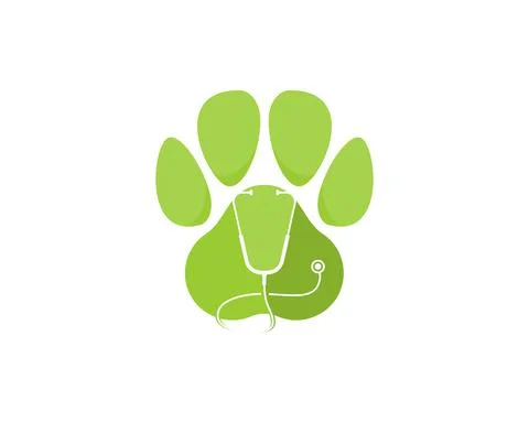 Pet paws with stethoscope in the middle Illustrazione stock