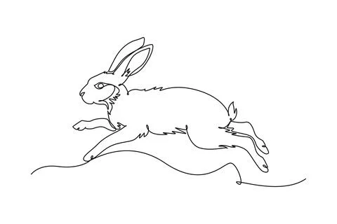 Pet rabbit hare running and leaping across the ground. Dynamic agility Ilustração Stock