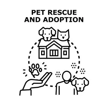 Pet rescue and adoption program concept vector Stockillustratie
