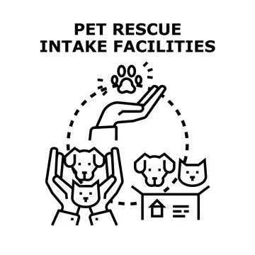 Pet rescue program concept providing care for animals Illustration