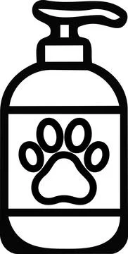Pet shampoo bottle bath hygiene line art icon Stock Illustration
