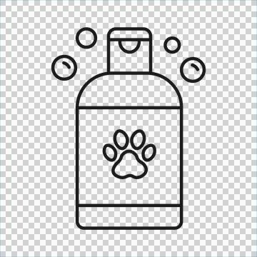 Pet Shampoo Bottle Icon with Bubbles for Dog and Cat Grooming Supplies Stock Illustration