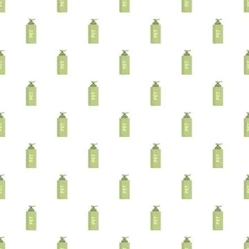 Pet shampoo bottles creating repeating pattern on white background Stock Illustration
