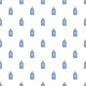 Pet shampoo bottles seamless pattern for grooming and hygiene Stock Illustration