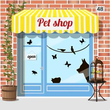 	Pet shop building.Facade  Stock Illustration