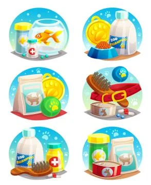 Pet Shop Compositions Set Illustration
