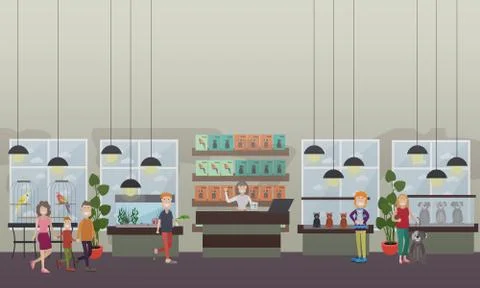 Pet shop concept vector flat illustration 스톡 일러스트