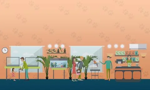 Pet shop concept vector illustration in flat style Stock Illustration