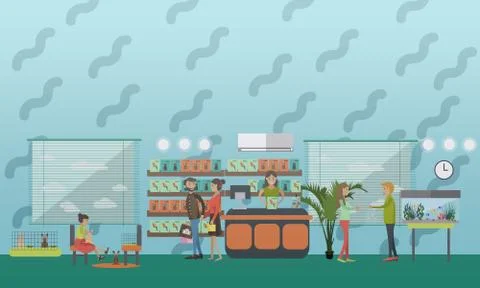 Pet shop concept vector illustration in flat style Stock Illustration