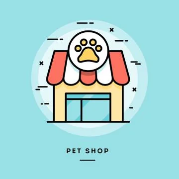 Pet shop, flat design thin line banner Illustrazione stock