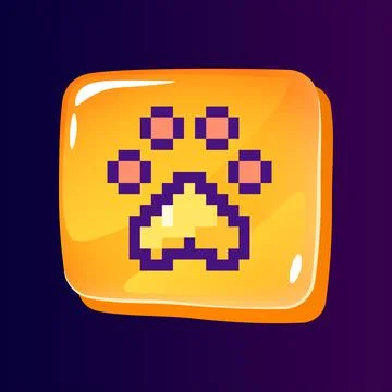 Pet shop glossy ui button with pixelated color icon Stock Illustration