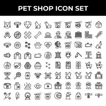 Pet shop icon set include cat, collar, dog, medal, bone, food, achievement, p Stockillustratie
