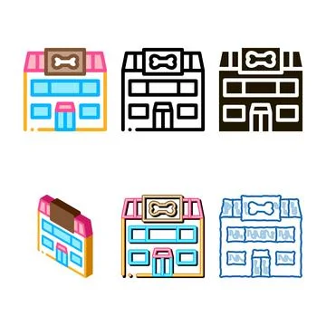 Pet shop icon variants vector outline Stock Illustration