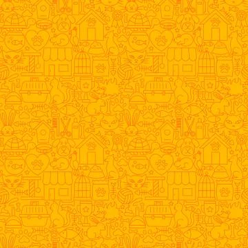 Pet Shop Line Seamless Pattern Stock Illustration
