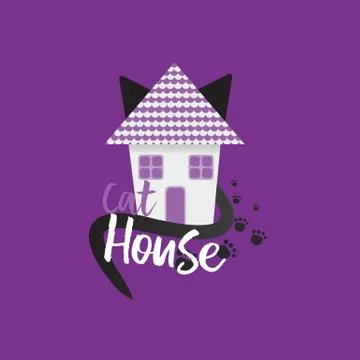 Pet shop logotype, creative logo for cats store, with black cat. Stock Illustration