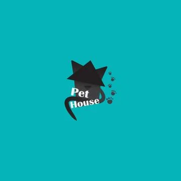 Pet shop logotype, creative logo for cats store, with black cat. Stock Illustration
