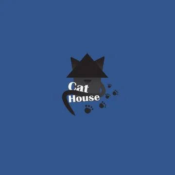 Pet shop logotype, creative logo for cats store, with black cat. Stock Illustration