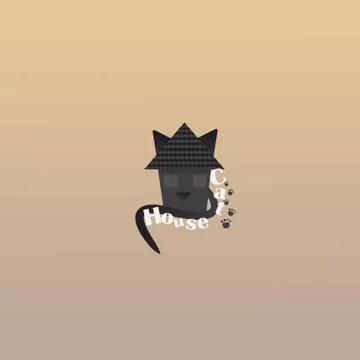 Pet shop logotype, creative logo for cats store, with black cat. Stock Illustration