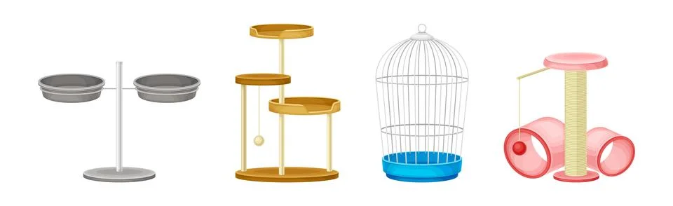 Pet Shop Object and Accessory for Domestic Animal Vector Set Stock-Illustration