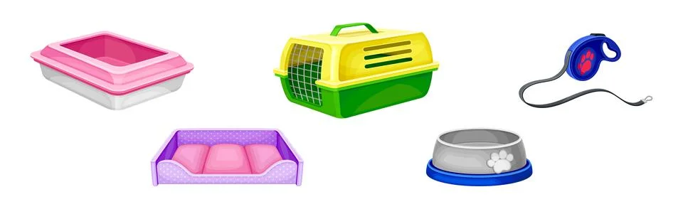 Pet Shop Object and Accessory for Domestic Animal Vector Set Stock-Illustration