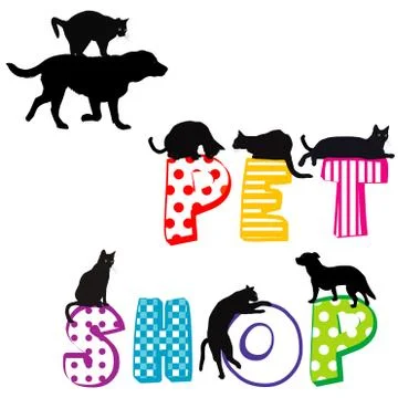 Pet shop poster Illustrazione stock