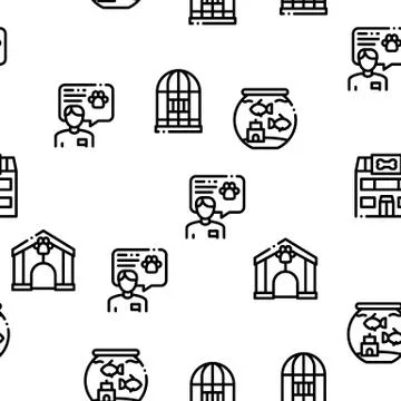 Pet Shop Seamless Pattern Vector Stock Illustration