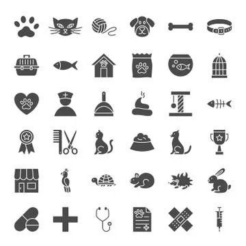 Pet Shop Solid Web Icons Stock Illustration