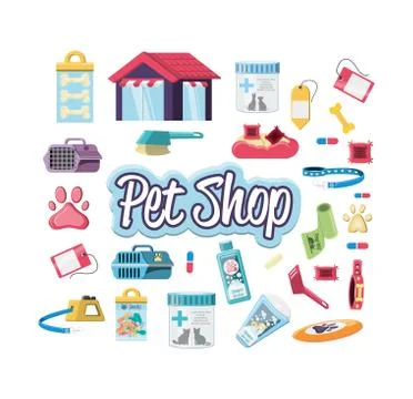 Pet shop veterinary elements Stock Illustration