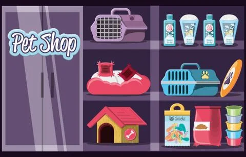 Pet shop veterinary elements Stock Illustration