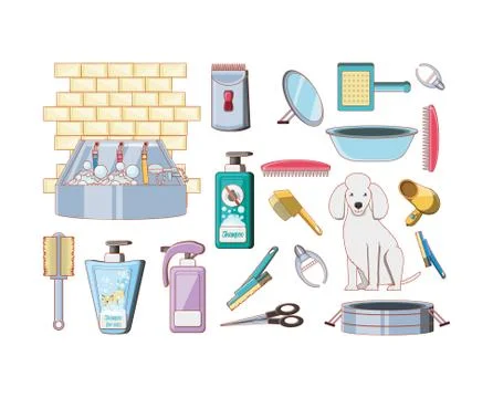 Pet shop veterinary elements Stock Illustration