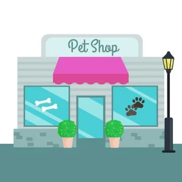 Pet Shops and stores front flat style. Vector illustration Stock Illustration