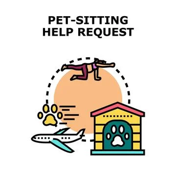 Pet sitting help request for animal care during travel Stock Illustration