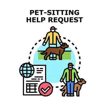 Pet sitting help request for animal care services Stock Illustration