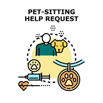 Pet sitting help request for animal care service Stock Illustration