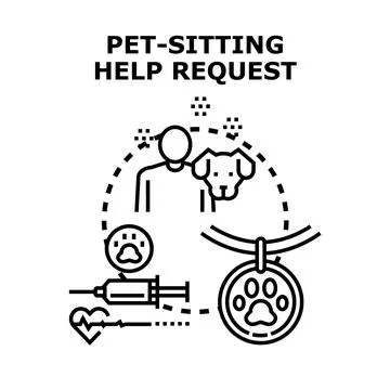Pet sitting help request for animal care service Stock Illustration