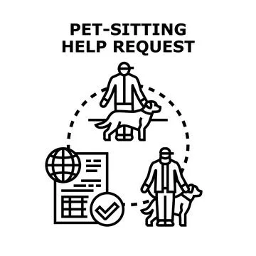 Pet sitting help request for animal care services Ilustração Stock